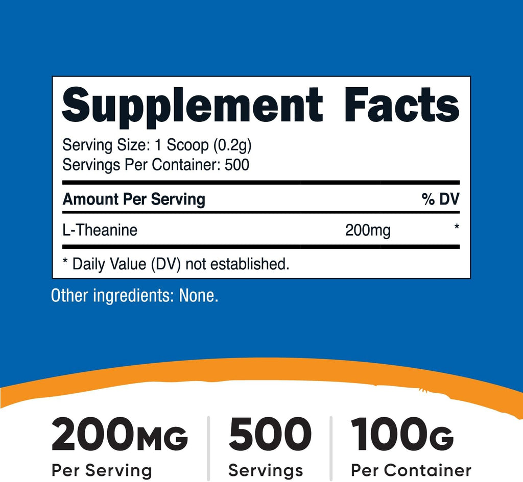Nutricost L-Theanine en Polvo 100g - Sin Gluten y No-GMO