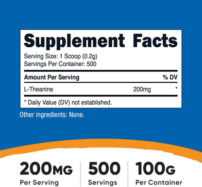 Nutricost L-Theanine en Polvo 100g - Sin – Apoyar la claridad mental y el enfoque. – Image 2