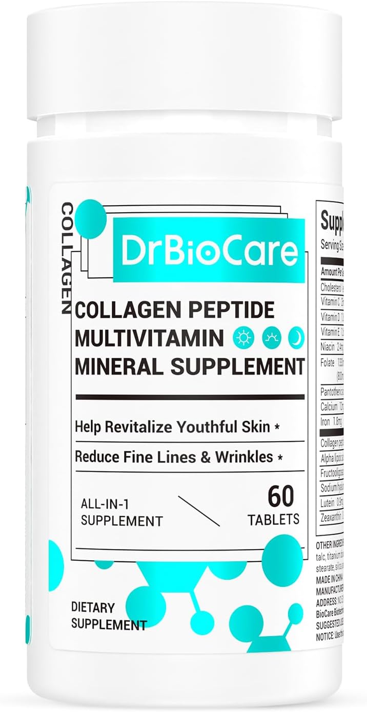 DrBioCare Péptidos de Colágeno para Mujeres con Vitaminas D3, E, Complejo B y Probióticos - 60 Comprimidos
