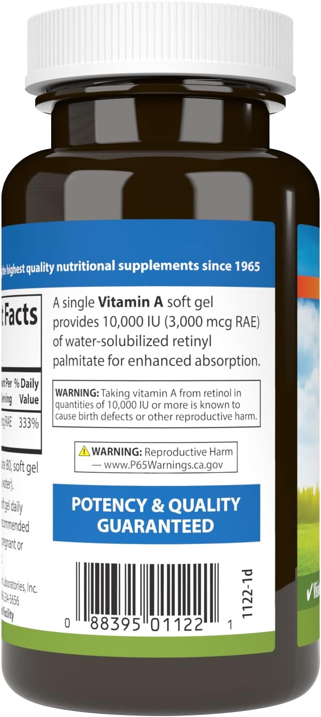 Carlson Labs Solubilized Vitamin A, 10,000 IU, 250 Soft Gels