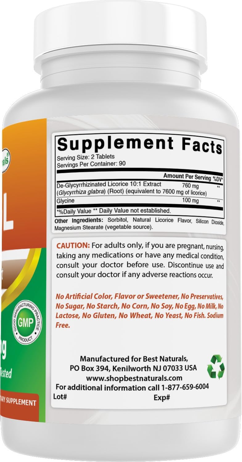 Best Naturals DGL Comprimibles 380 mg 180 Comprimidos
