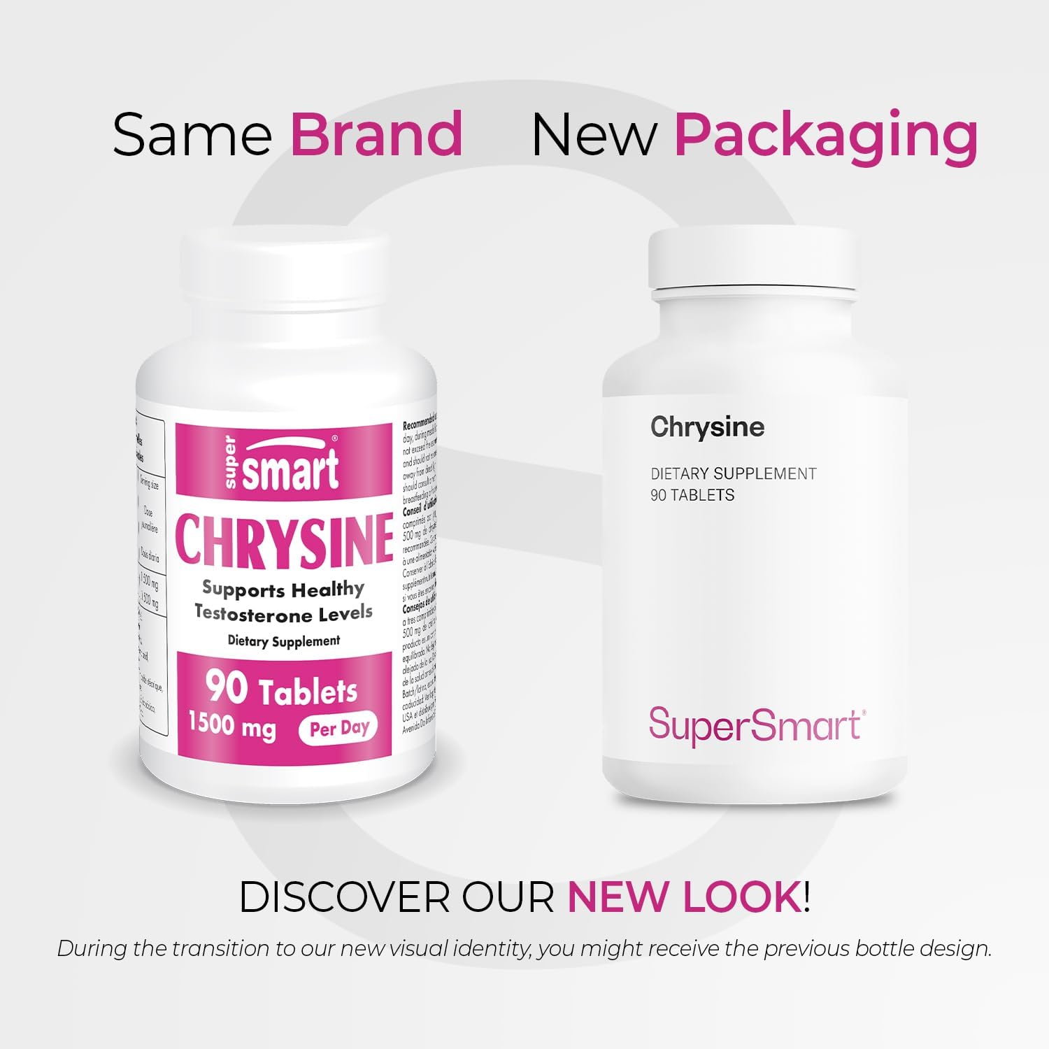 Supersmart - Chrysine 1500 mg Per Day - Flavonoide Natural - Ayuda a Equilibrar las Hormonas - No-GMO y Sin Gluten - 90 Comprimidos