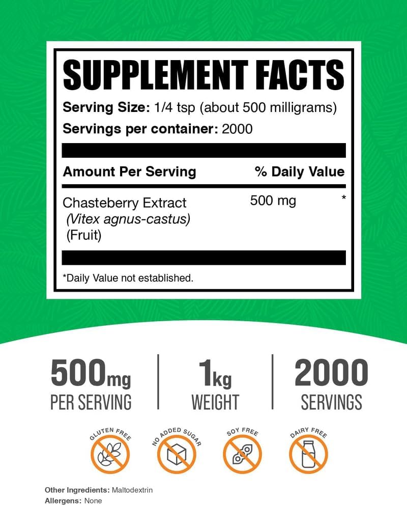 BulkSupplements.com - Extracto de Chasteberry en Polvo, 500mg, 1kg