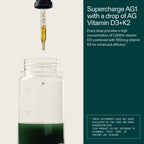 AG1 Vitamina D3 + K2 Gotas Líquidas | 1000 UI D3 + 100 mcg K2 | Apoyo Óseo e Inmunitario | Fórmula Vegana