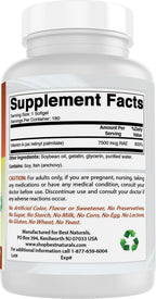 Best Naturals Vitamina A 25000 UI (7500 mcg) – 180 Cápsulas Blandas (Envase de 3)