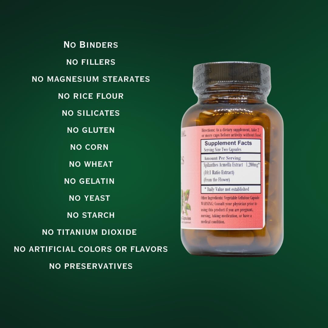 Extracto de Spilanthes Acmella | 600mg por Cápsula | 60 Cápsulas Veganas