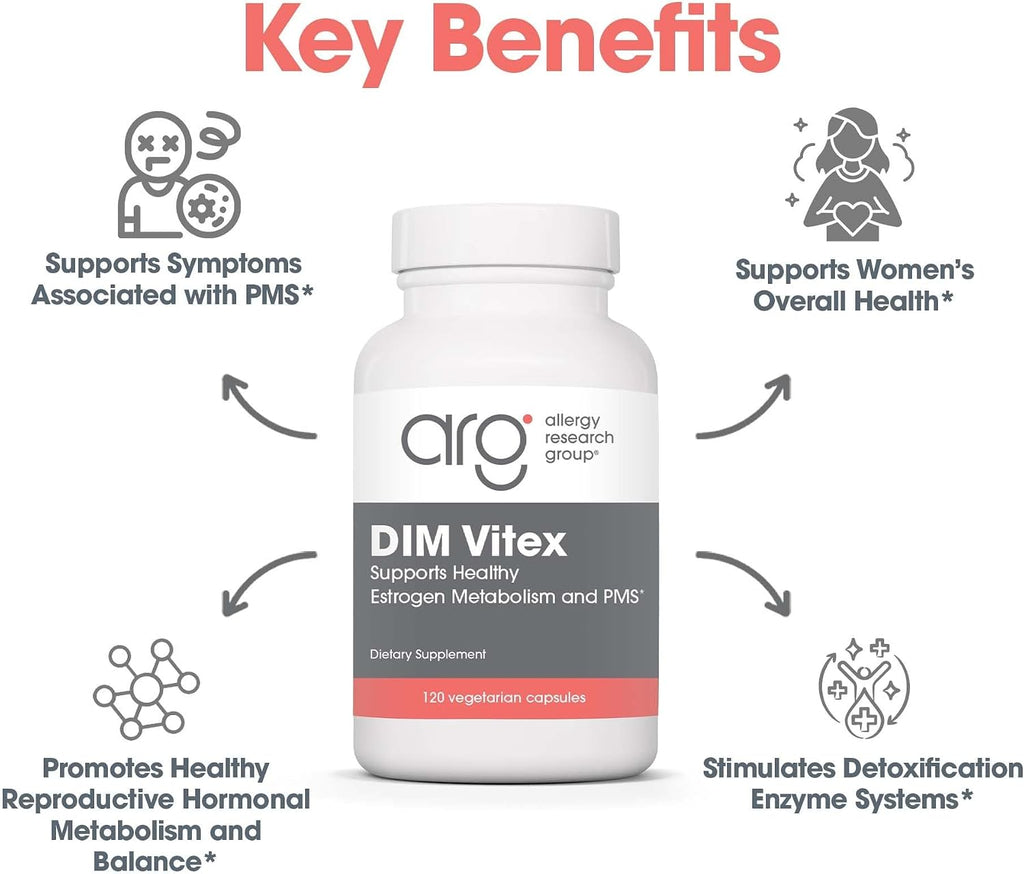 Allergy Research Group DIM Vitex - Apoyo al Metabolismo Estrogénico - 120 Cápsulas