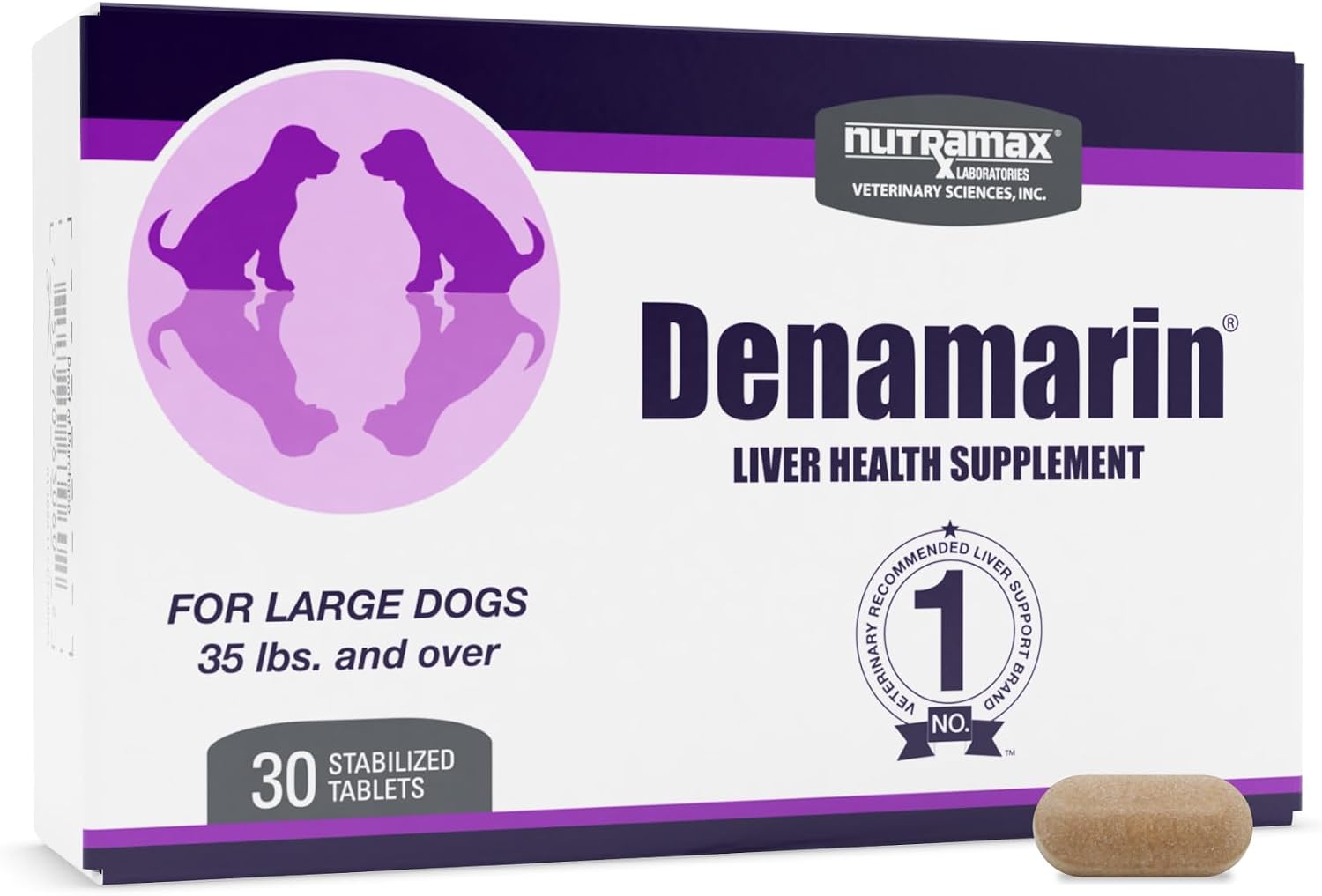 Nutramax Denamarin para Perros Medianos - Suplemento Hepático con SAMe y Silibina - 30 Comprimidos Recubiertos