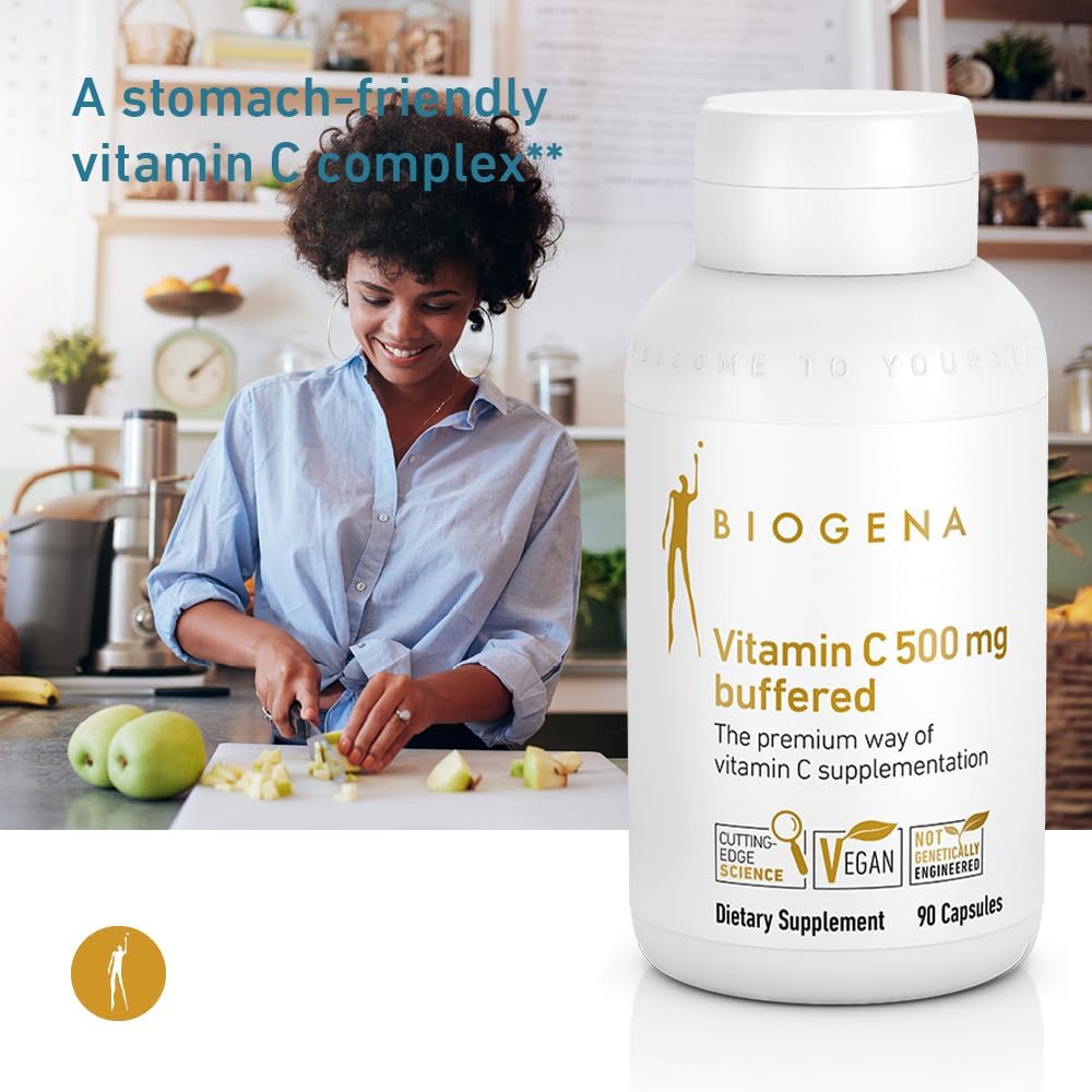 Biogena Vitamina C 500 mg buffered Gold - Complejo de Vitamina C tamponada, 90 Cápsulas