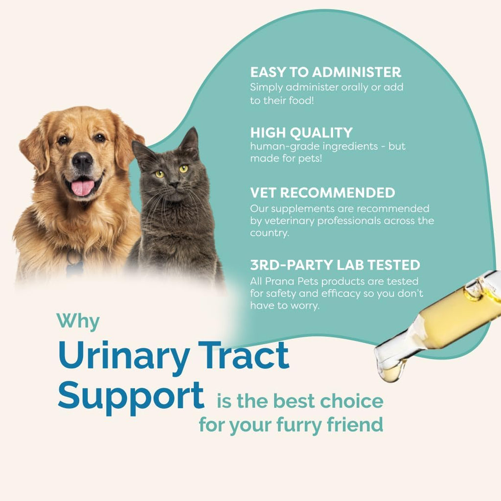 PranaPets Suplemento Líquido para el Tracto Urinario en Perros y Gatos | Apoyo Natural para la Vejiga