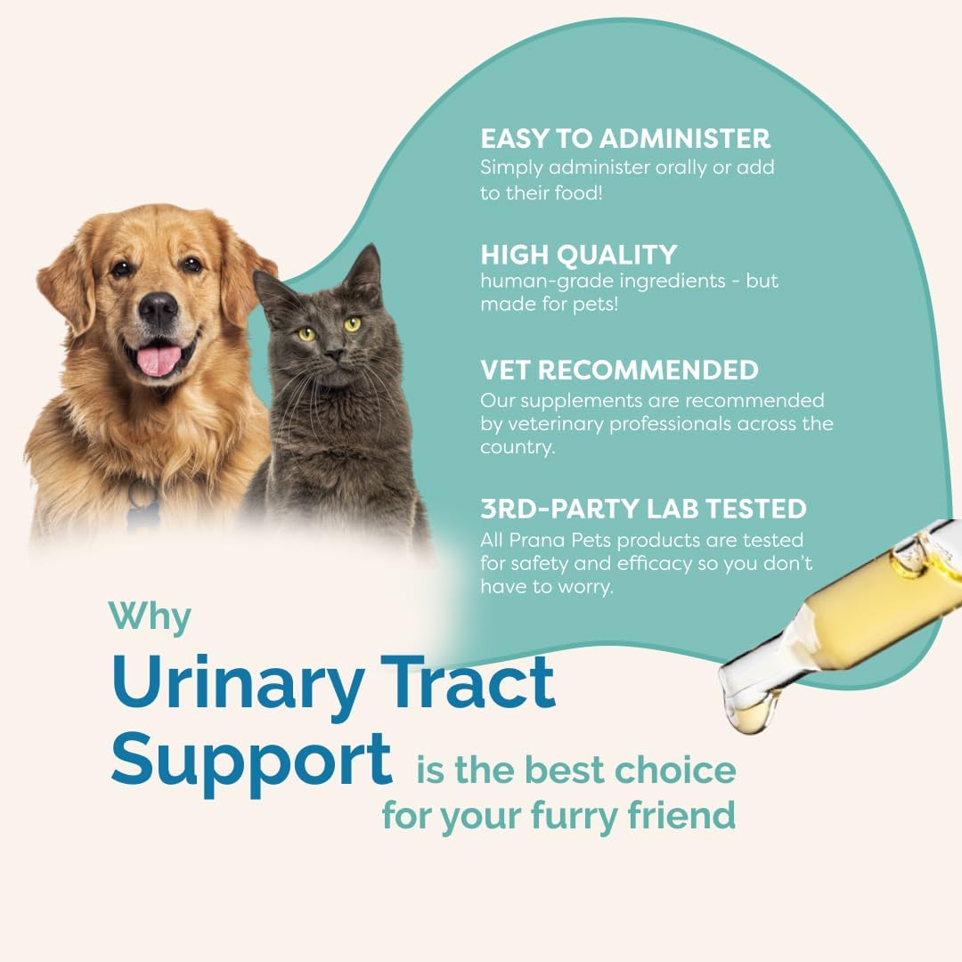 PranaPets Suplemento Líquido para el Tracto Urinario en Perros y Gatos | Apoyo Natural para la Vejiga