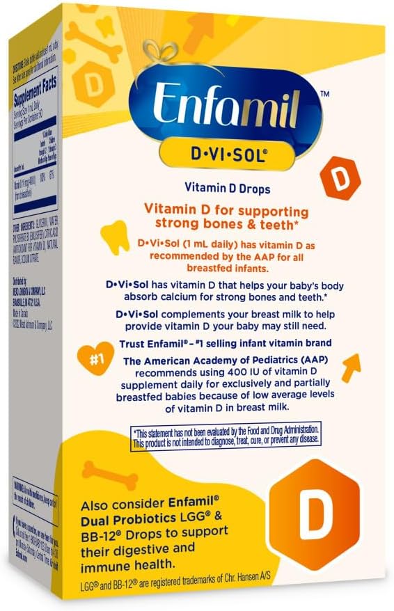 Enfamil D-Vi-Sol Vitamin D Drops for Infants, 50 mL (Pack of 3)
