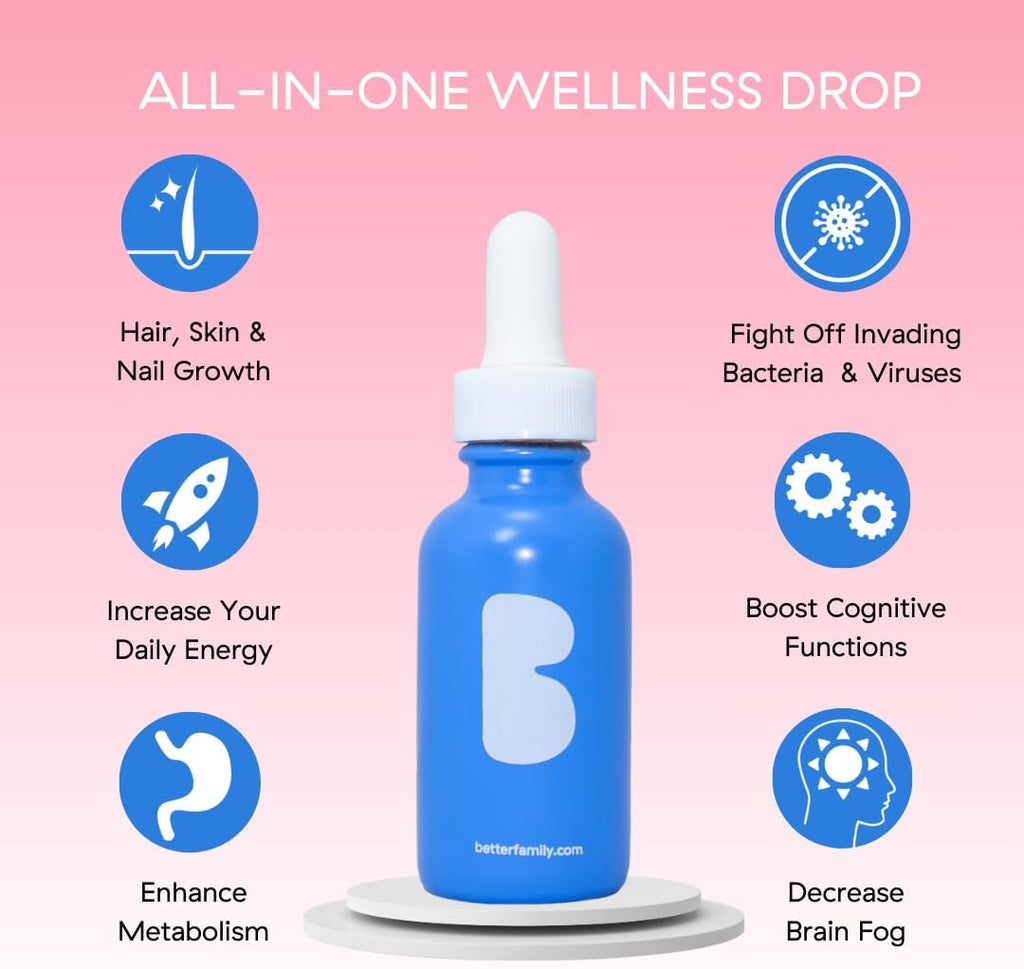 Better Family - Multivitamínico Líquido Diario - Bienestar Completo en Gotas - Para Todas las Edades y Géneros - Vitaminas Metiladas - Sin Azúcar ni Artificiales - Sin Gluten, No GMO - 60 ml