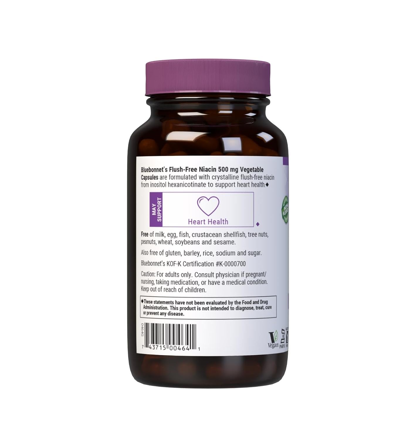 Bluebonnet Nutrition Niacina Sin Enrojecimiento 500 mg - 120 Cápsulas Vegetales