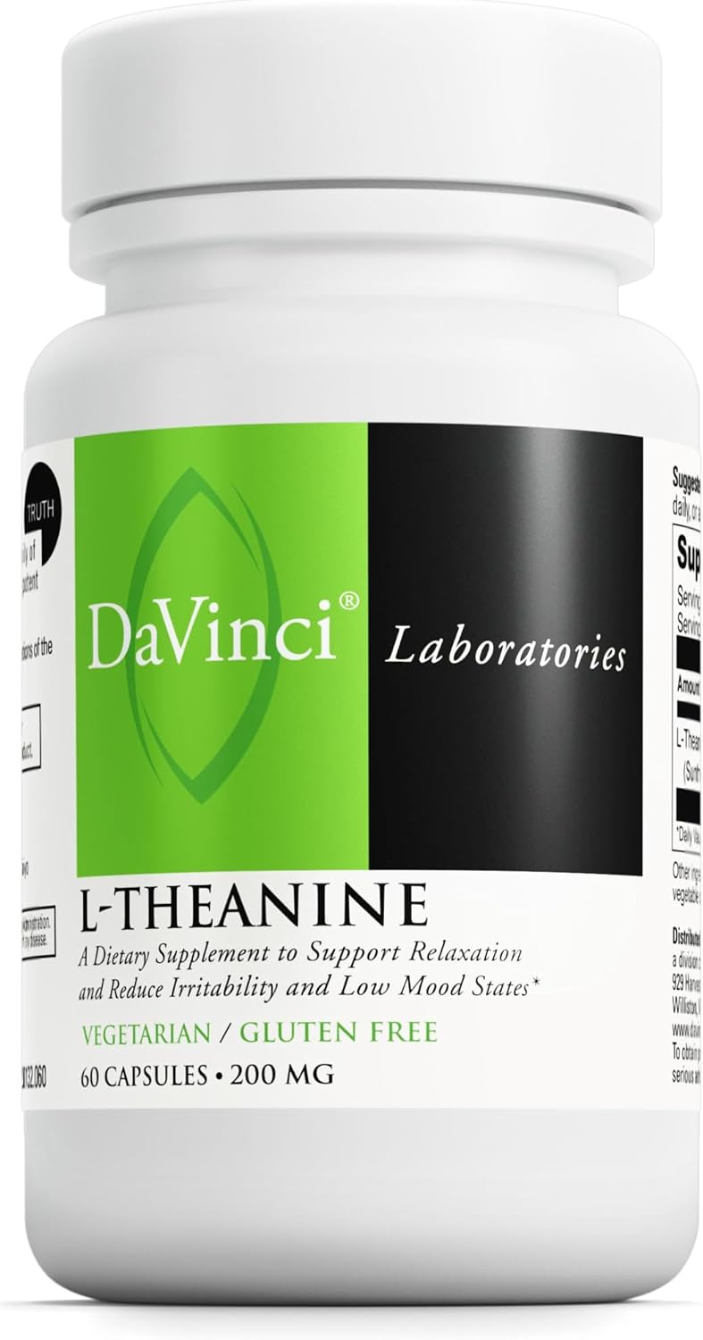 DAVINCI Labs L-Teanina - 200 mg por Servicio - 60 Cápsulas Vegetarianas
