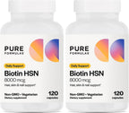 PureFormulas Biotina 8000 mcg - Suplemento para Cabello, Piel y Uñas - 120 Cápsulas