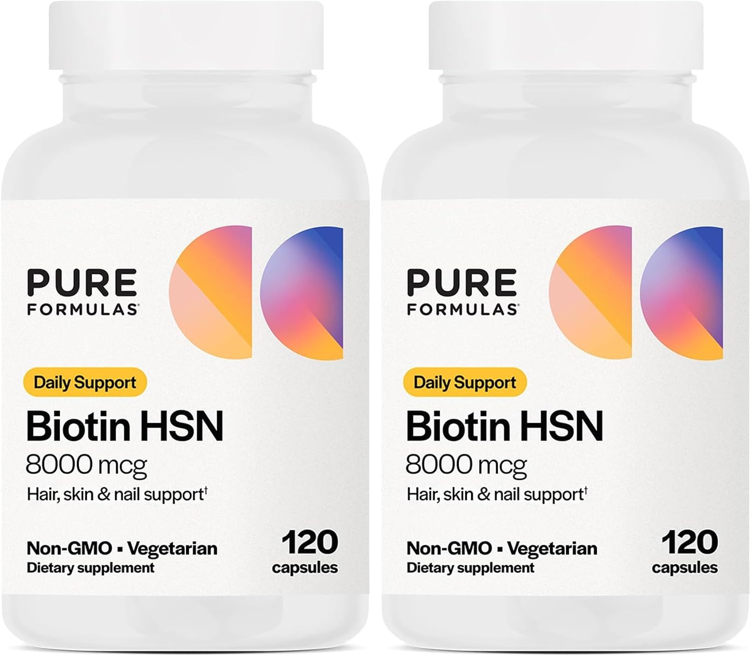 PureFormulas Biotina 8000 mcg - Suplemento para Cabello, Piel y Uñas - 120 Cápsulas