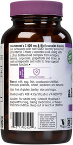 Bluebonnet Nutrition C-500 mg con Bioflavonoides Cítricos, 500 mg de Vitamina C y 250 mg de Bioflavonoides, 180 Caplets