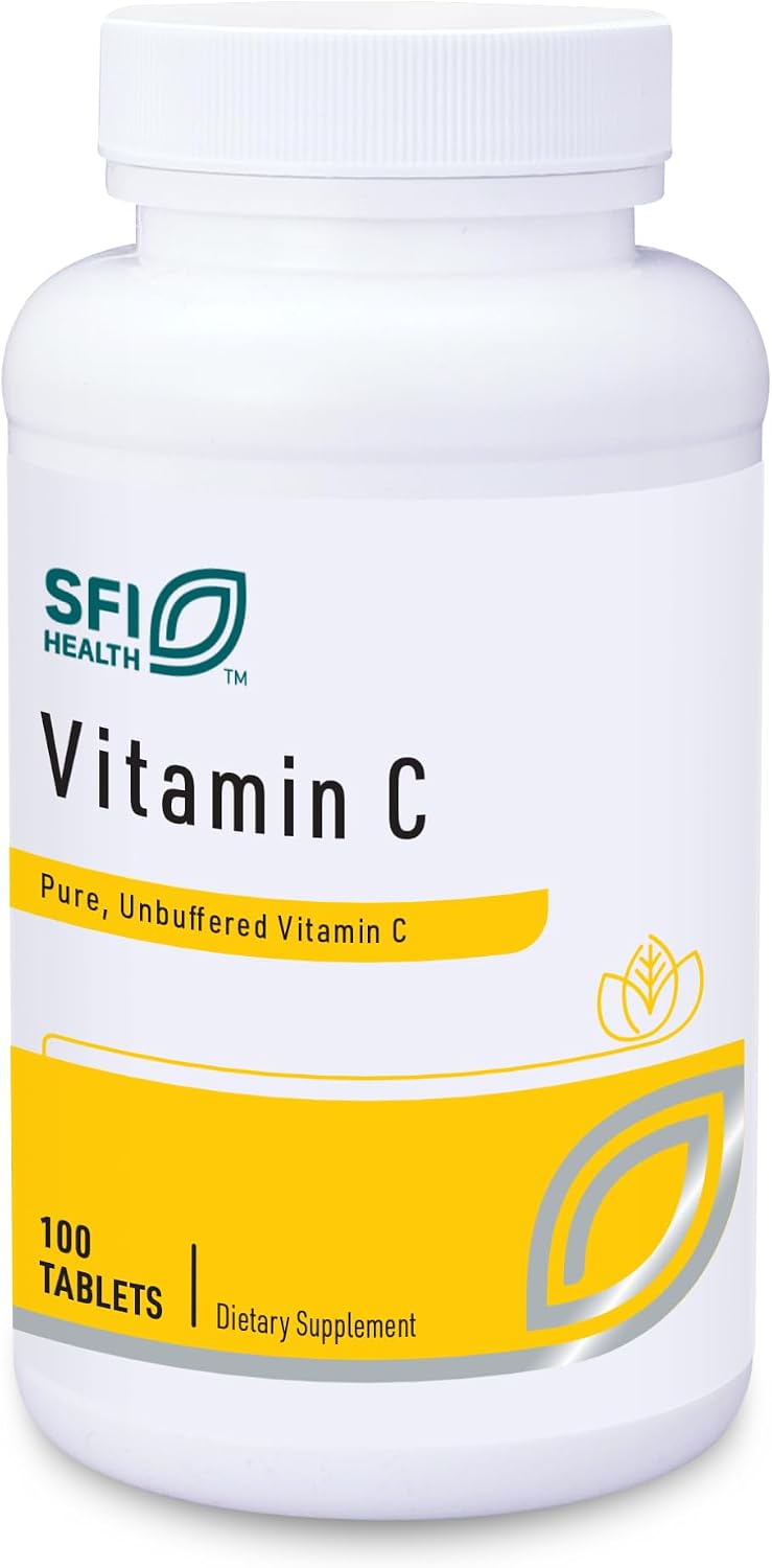 Klaire Labs SFI Health Vitamina C 1000 mg L-Ácido Ascórbico en Comprimidos Recubiertos (100 Unidades)