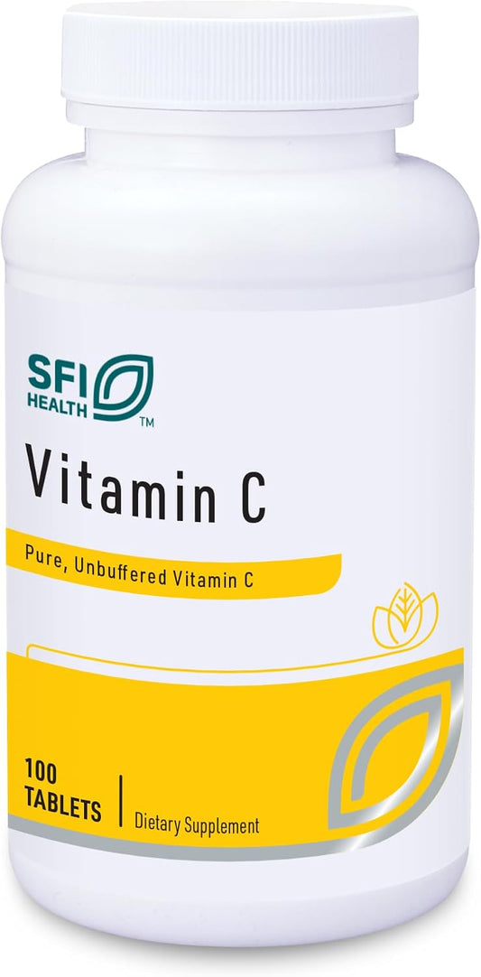 Klaire Labs SFI Health Vitamina C 1000 mg Ácido L-Ascórbico en Comprimidos Recubiertos (100 Unidades)