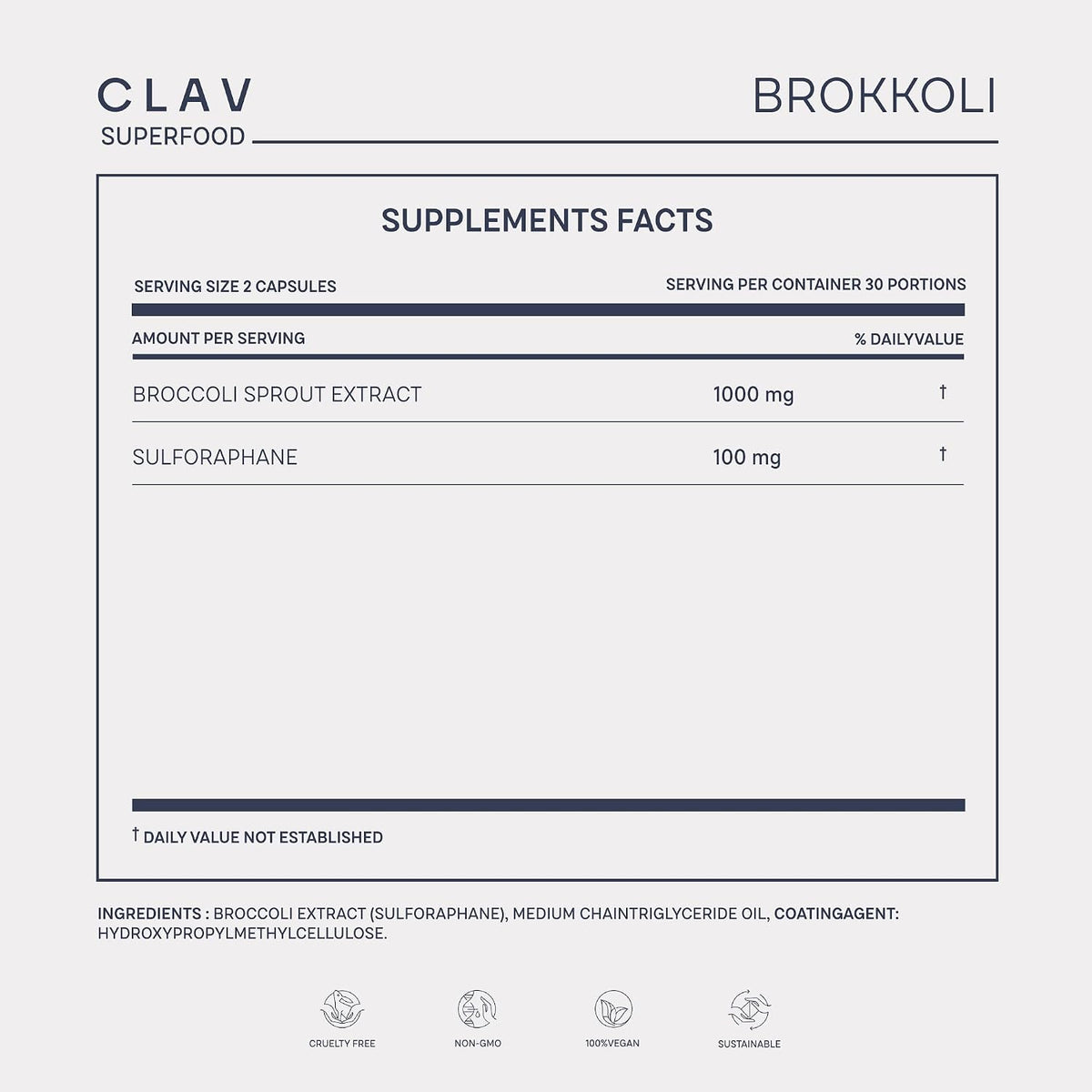 CLAV Cápsulas de Extracto de Germinados de Brócoli - 1000mg con 100mg de Sulforafano - Antioxidante - 60 Cápsulas - Vegano, – Image 8