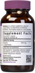 Bluebonnet Taurina 500 mg - 50 Cápsulas Veganas