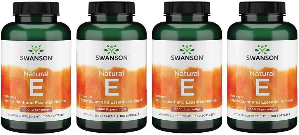 Swanson Vitamin E - Natural Vitamin Supplement Promoting Cardiovascular Health - Natural Formula Delivering Essential D-Alpha Tocopherols - (100 Softgels, 1000 IU Each)