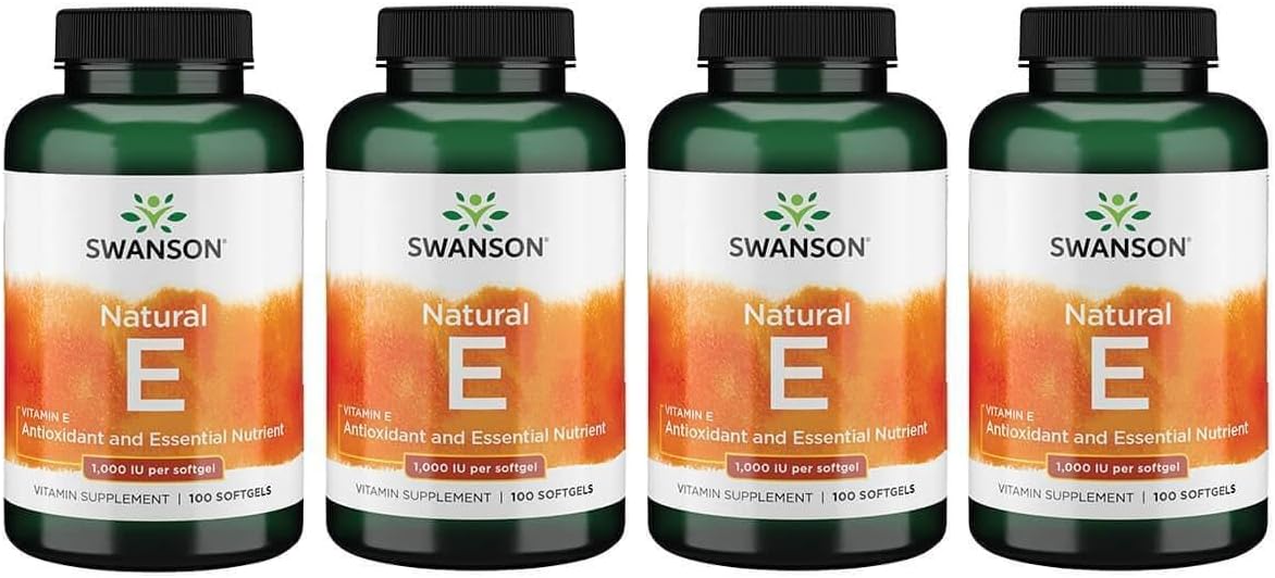 Swanson Vitamin E - Natural Vitamin Supplement Promoting Cardiovascular Health - Natural Formula Delivering Essential D-Alpha Tocopherols - (100 Softgels, 1000 IU Each)
