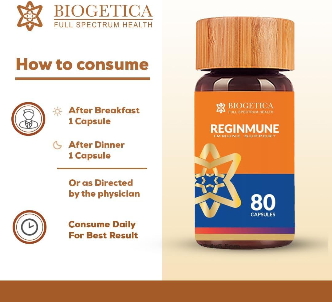 Biogetica Reginmune - Complemento de Apoyo Inmunitario Natural con Zinc, Magnesio y Equinácea - Cápsulas Veganas - 80 Unidades