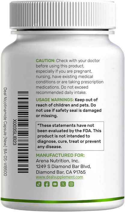 Vitamina B3 Niacinamida 1000 mg - 500 Cápsulas - Sin Rubor – Image 8