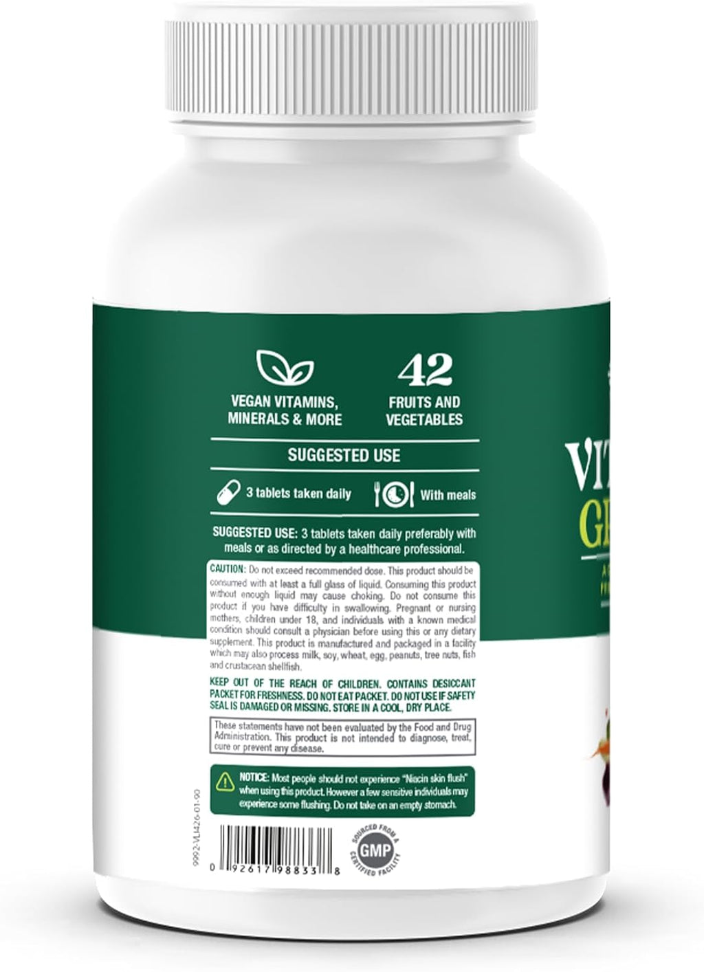 Evolution Advance Nutrition Vitality Green, 90 Comprimidos – Suplemento de Frutas y Verduras, Rico en Vitaminas y Minerales – Vegano
