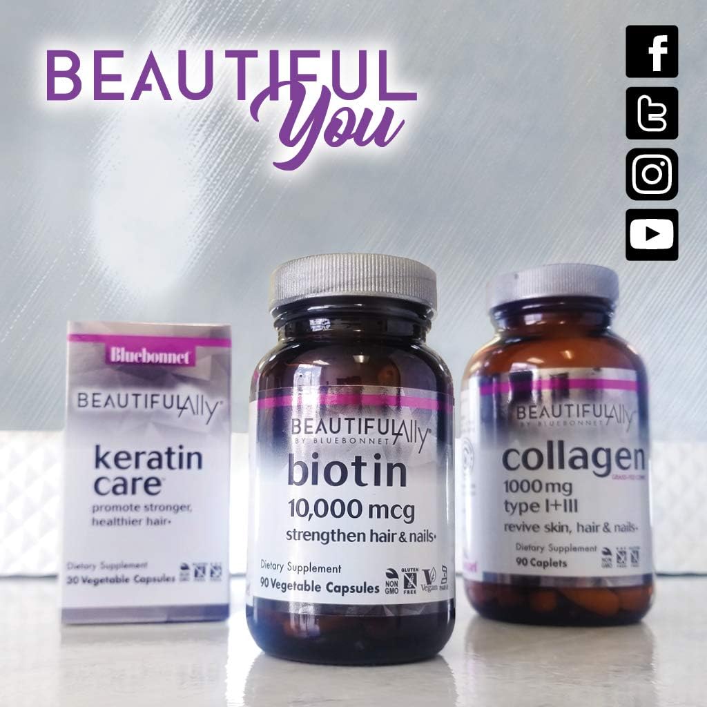 Bluebonnet Nutrition Beautiful Ally Biotina 10.000 mcg – Cápsulas Vegetales para Cabello y Uñas