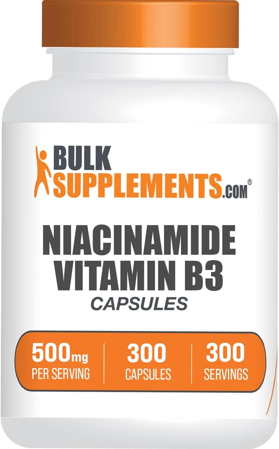 Niacinamida 500mg Cápsulas - Suplemento de Vitamina B3, Sin Gluten, 300 Cápsulas
