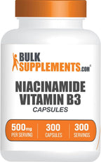 Niacinamida 500mg Cápsulas - Suplemento de Vitamina B3, Sin Gluten, 300 Cápsulas
