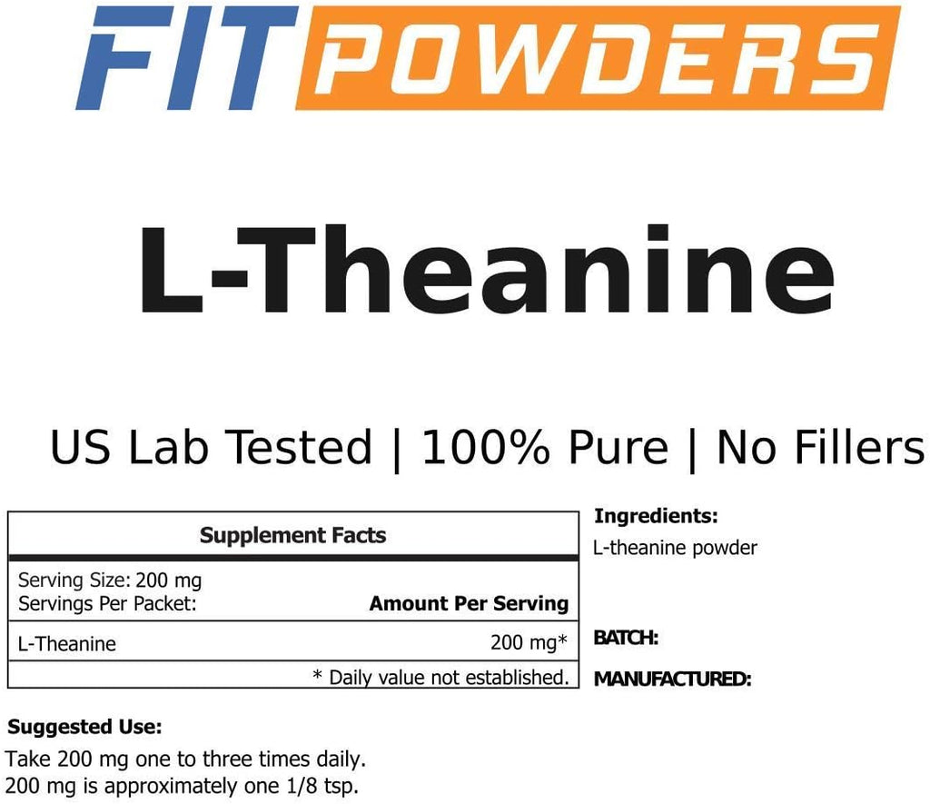 FitPowders L-Teanina en Polvo 100g - Suplemento Puro, Vegano, Sin Gluten