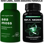 Advanced Bionetix Cápsulas de Musgo Marino Orgánico Irish Sea Moss con Bladderwrack y Bardana (120 Cápsulas)