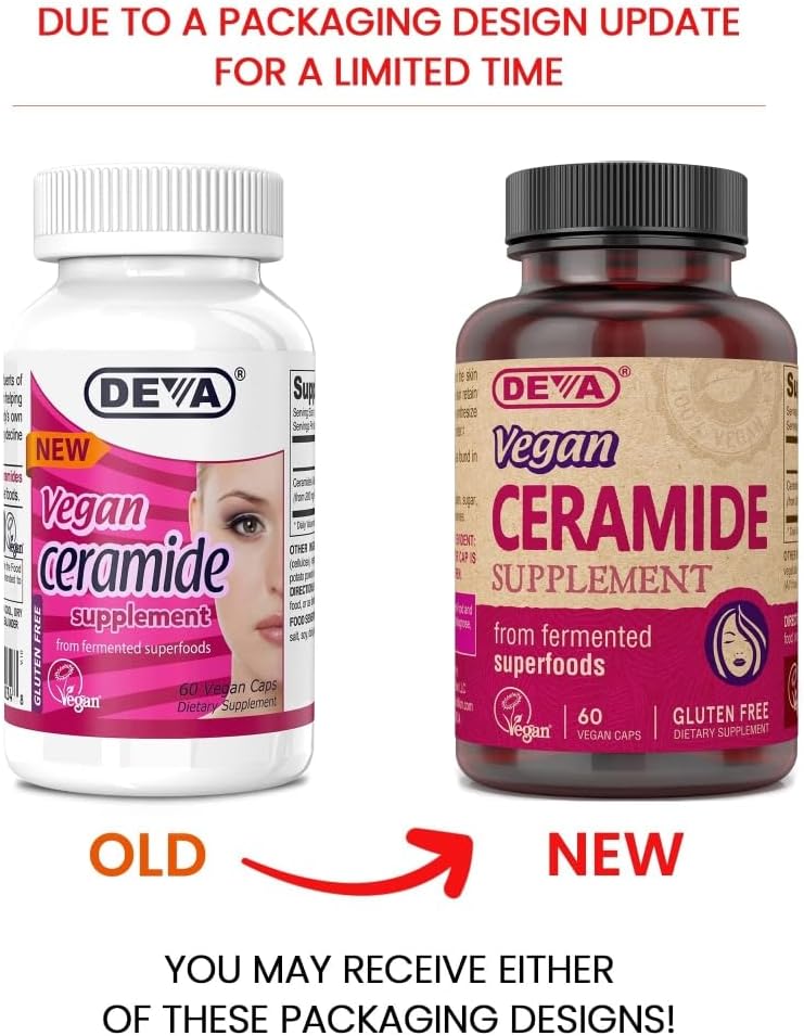 Deva Vegan Vitamins Suplemento de Ceramida para la Piel, 60 Comprimidos