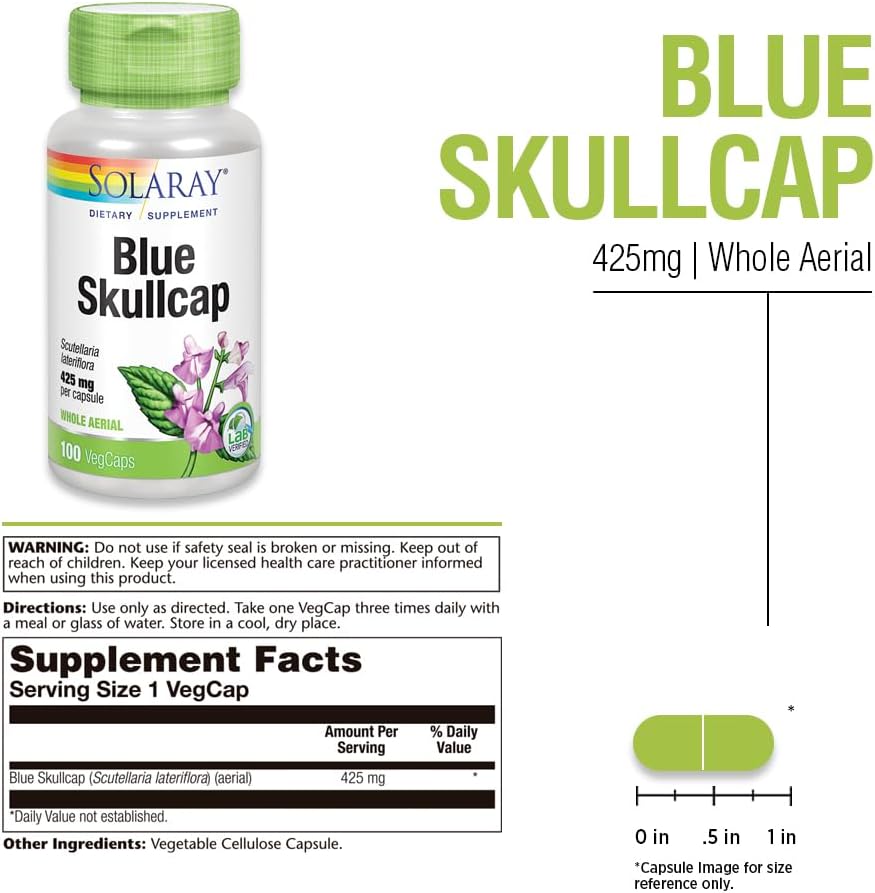 Solaray Blue Skullcap - 425 mg Blue Skullcap Extract, 100 VegCaps