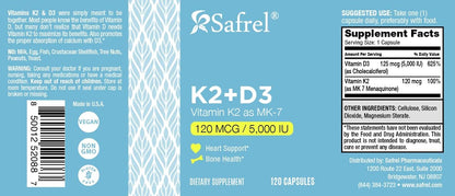 Safrel Vitamina D3 5000 UI + K2 MK-7 120 mcg, 120 Cápsulas – Image 4