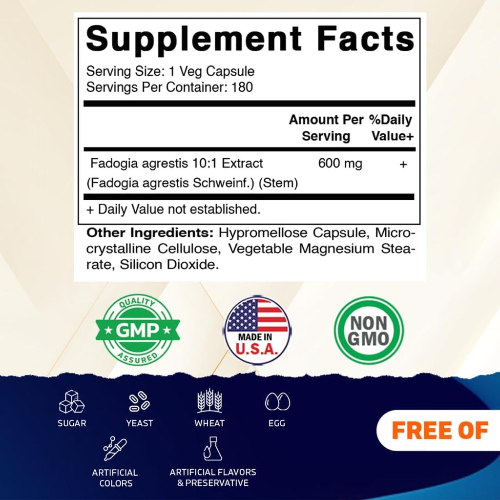 Vitamatic Fadogia Agrestis 10:1 Extract 600 mg 180 Veg Capsules