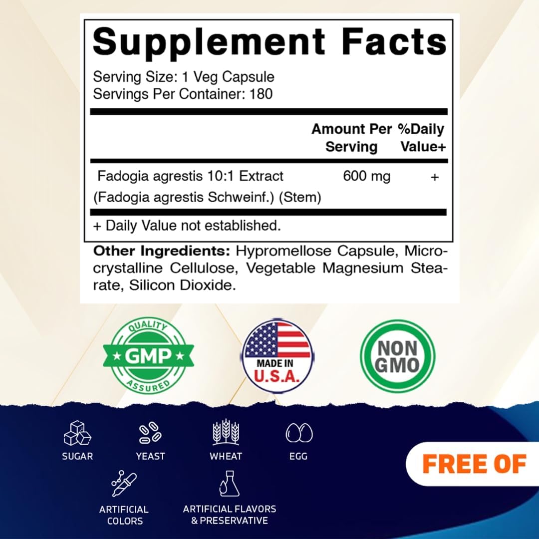 Vitamatic Fadogia Agrestis 10:1 Extract 600 mg 180 Veg Capsules