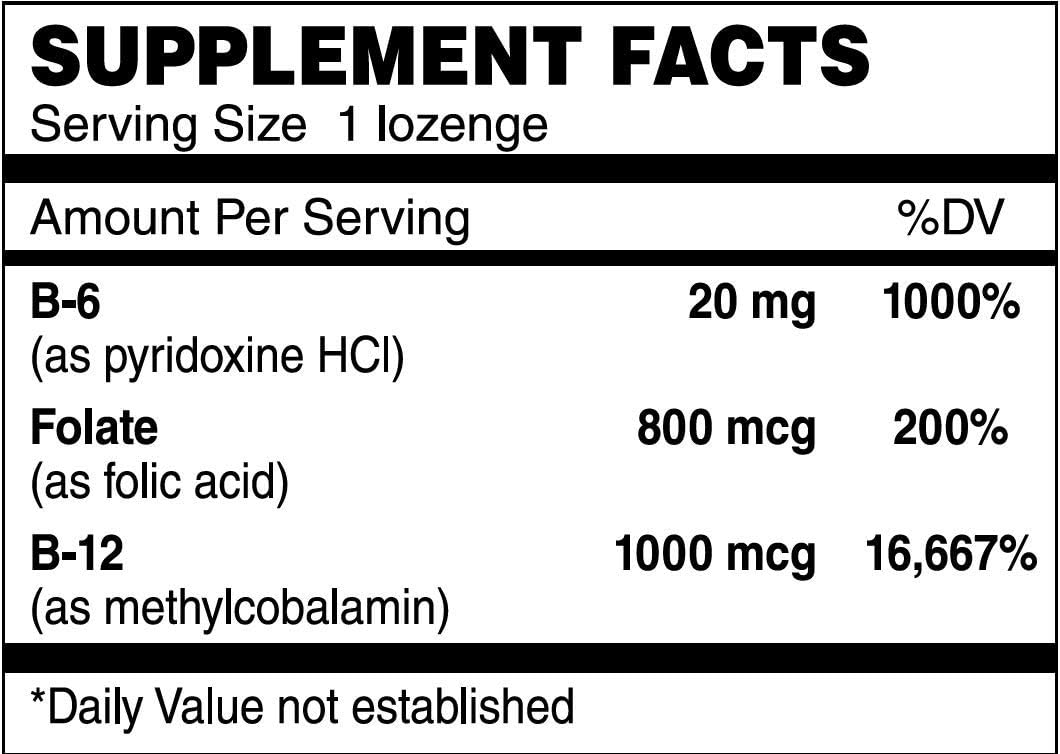 Nutri-Supreme Research B12 Metilcobalamina 1000 mcg + B6 + Ácido Fólico + Biotina, 100 comprimidos
