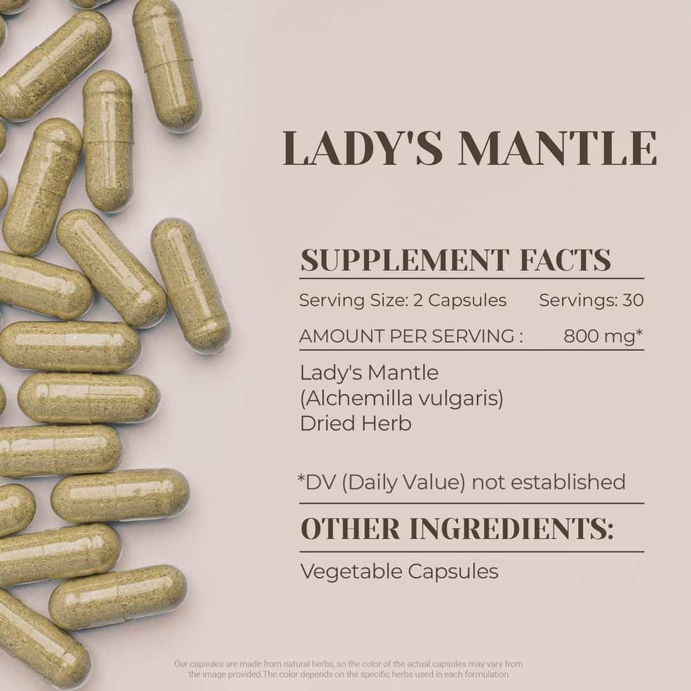 Lady's Mantle 60 Cápsulas | Suplemento Herbal de Alta Potencia con Alchemilla vulgaris