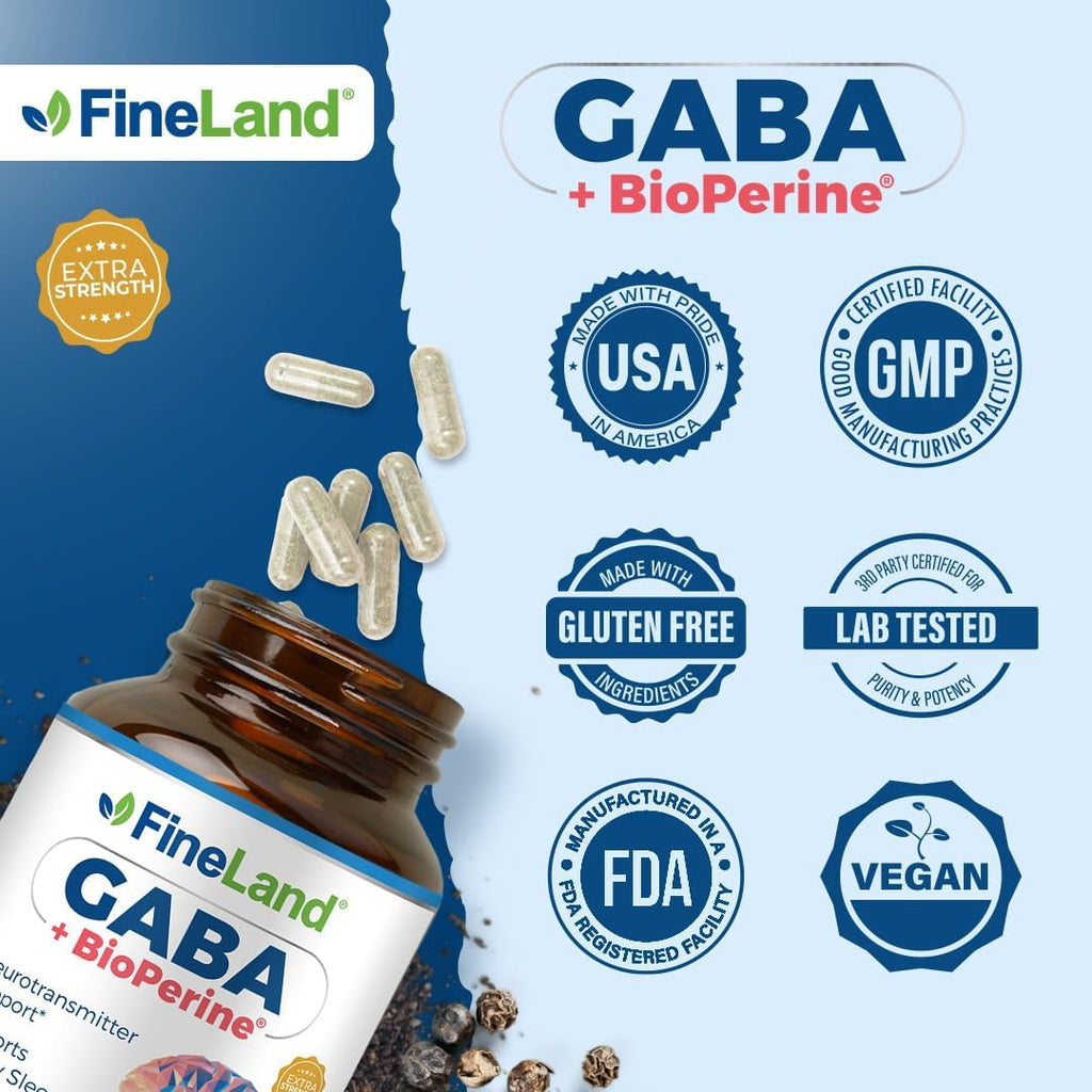 FineLand GABA + BioPerine® – 120 Cápsulas Veganas