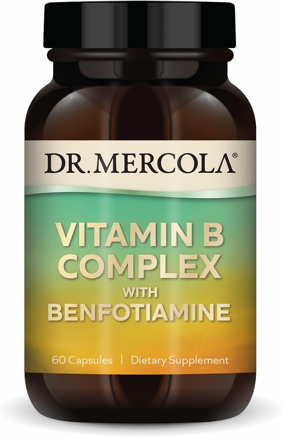 Dr. Mercola Complejo Vitamínico B con Benfotiamina - Apoya la Salud Celular, Cerebral e Inmunitaria - No OGM, Sin Gluten y Sin Soja - 60 Cápsulas (30 Dosis)