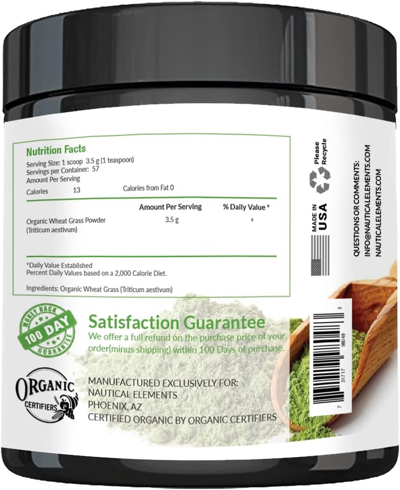 Polvo de Wheatgrass Orgánico Certificado USDA - Hierba de Trigo en Polvo - Vegano y Sin OGM