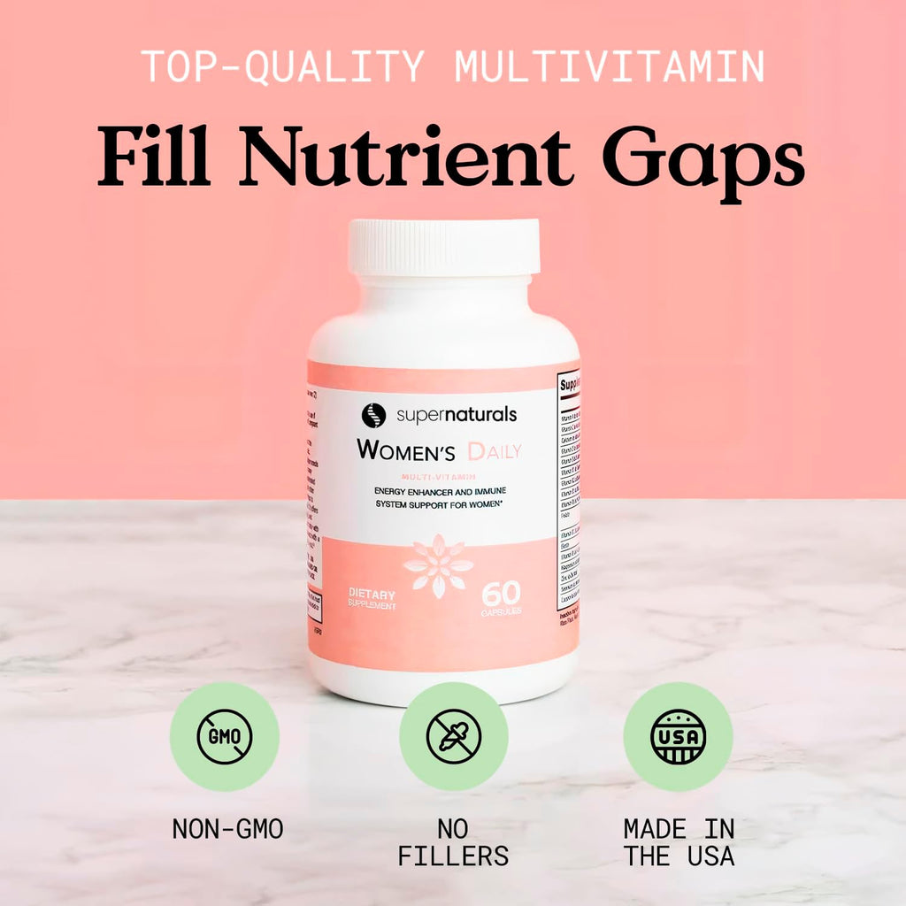 Super Naturals Health, Multivitamínico para Mujeres, Complemento de Defensa Inmunológica, Cápsulas Veganas - 60 Cápsulas