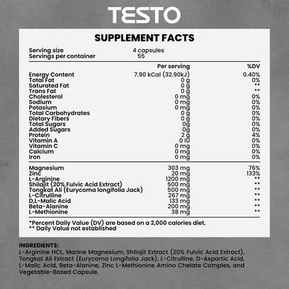 COURA Testo Booster y Multivitamínico para Hombre, 220 Cápsulas (55 Dosis), con Shilajit, Zinc, Magnesio, L-Arginina y – Image 2