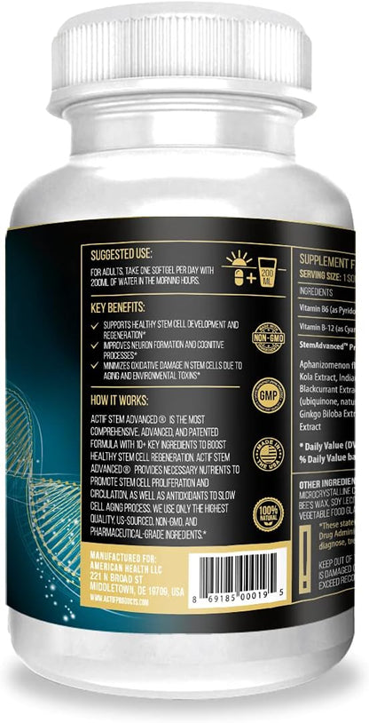 ACTIF STEM Cell Support - Máxima Potencia con 10+ Factores de Células Madre, No Transgénico, Suministro para 2 Meses, – Image 4