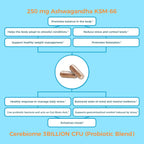 Nutricelebrity Optimal Stress Relief | Ashwagandha y Probióticos | 60 Cápsulas